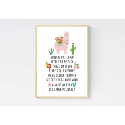 Geschenk zur Geburt Einschulung Schulanfang Poster Alpaka Lama