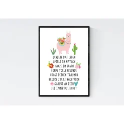 Geschenk zur Geburt Einschulung Schulanfang Poster Alpaka Lama