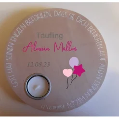 Geschenk zur Geburt oder Taufgeschenk / personalisierte Holzscheibe / Spruch zur Taufe oder Geburt/ Taufspruch