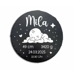 Geschenk zur Geburt oder Taufe – Personalisierte Schiefertafel zur Geburt – mit Namen & Geburtsdaten