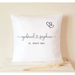 Geschenk zur Hochzeit, Kissen Hochzeit personalisiert, Hochzeitsgeschenk Hochzeitskissen minimalistisch