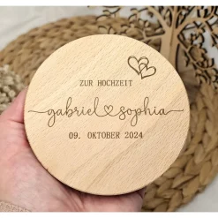 Geschenk zur Hochzeit personalisiert Namen Brautpaar Glas graviert Vorratsglas Gravur Naschglas kleine Aufmerksamkeit
