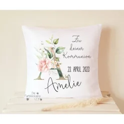 Geschenk zur Kommunion Junge Kissen 40x40cm personalisiert
