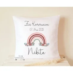 Geschenk zur Kommunion Junge Kissen 40x40cm personalisiert