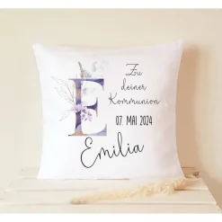 Geschenk zur Kommunion, Kissen personalisiert Monogramm, Kommuniongeschenk, Geschenk zur Konfirmation