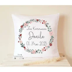 Geschenk zur Kommunion Mädchen Kissen 40x40cm personalisiert