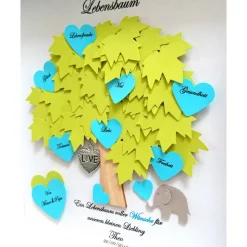 Geschenk zur Taufe, Taufgeschenk Junge, Elefanten, Lebensbaum, Taufbaum, Geschenk zur Geburt Junge