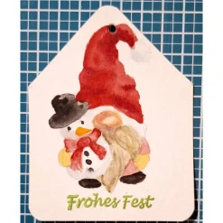 Geschenkanhänger 5 Stück Wichtel zu Weihnachten handgemalt