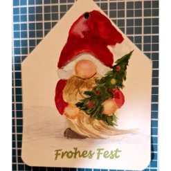 Geschenkanhänger 5 Stück Wichtel zu Weihnachten handgemalt