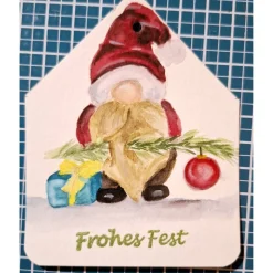 Geschenkanhänger 5 Stück Wichtel zu Weihnachten handgemalt