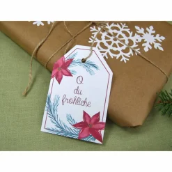 Geschenkanhänger Geschenk Anhänger Weihnachten Tag Geschenk-Tag Aquarell Natur botanisch Pflanzen Weihnachtslieder Liedtext Karte Verpacken