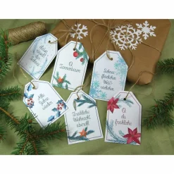 Geschenkanhänger Geschenk Anhänger Weihnachten Tag Geschenk-Tag Aquarell Natur botanisch Pflanzen Weihnachtslieder Liedtext Karte Verpacken