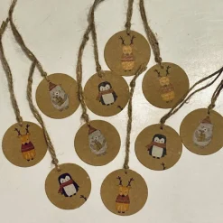 Geschenkanhänger Wintermotive – 10er Set, Natur, 4,5cm, Juteband, 3 Motive