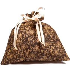 Geschenkbeutel Blümchen braun – Baumwolle, waschbar, 19x19,5cm, Tunnelzug