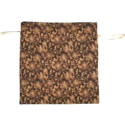 Geschenkbeutel Blümchen braun – Baumwolle, waschbar, 19x19,5cm, Tunnelzug