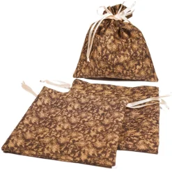 Geschenkbeutel Blümchen braun – Baumwolle, waschbar, 19x19,5cm, Tunnelzug