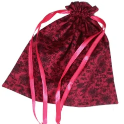 Geschenkbeutel Blümchen rot – Baumwolle, wiederverwendbar, mit Tunnelzug