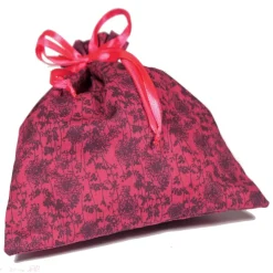 Geschenkbeutel Blümchen rot – Baumwolle, wiederverwendbar, mit Tunnelzug