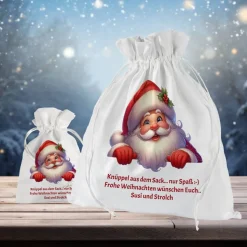 Geschenkbeutel mit Wunschtext Weihnachten Motiv Weihnachtsmann