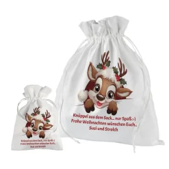 Geschenkbeutel mit Wunschtext Weihnachten Motiv Rentier