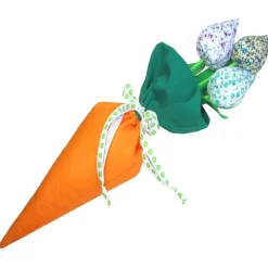 Geschenkbeutel Set Karotte & Tulpen – Handgemachte Geschenkverpackung aus Baumwolle für Frühling & Ostern