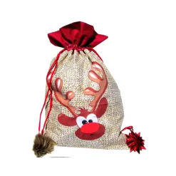 Geschenkbeutel XXL Nikolaussack Rentier Weihnachten Baumwolle doppellagig wiederverwendbar