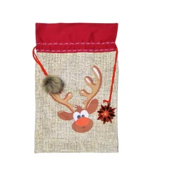 Geschenkbeutel XXL Nikolaussack Rentier Weihnachten Baumwolle doppellagig wiederverwendbar