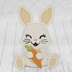 Geschenkbox Osterhase | Handgefertigt | Rote Schubkarre & Möhren | Box für Geld & Gutscheine | Mit abnehmbarem Anhänger