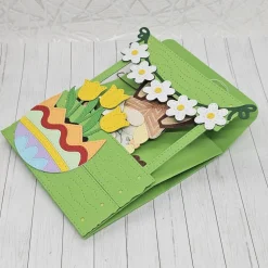 Geschenkbox Ostern | Handgefertigt | Gelbe Tulpen & Blumenmeer | Box für Geld & Gutscheine | Mit abnehmbarem Anhänger