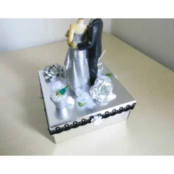 Geschenkbox Silberne Hochzeit – Elegante Deko-Box mit Silberpaar & Blüten – Geldgeschenk 25. Hochzeitstag