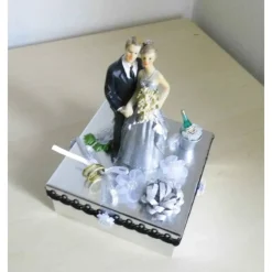 Geschenkbox Silberne Hochzeit – Elegante Deko-Box mit Silberpaar & Blüten – Geldgeschenk 25. Hochzeitstag