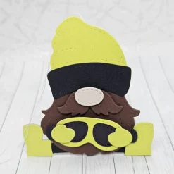 ​Geschenkbox Ski-Wichtel neongelb | Handgefertigt | Box für Geldgeschenke & Gutscheine | Abnehmbarer Anhänger