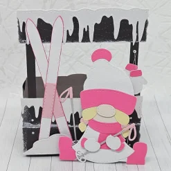 Geschenkbox Ski-Wichteline | Handgefertigt | Box für Geldgeschenke & Gutscheine | Abnehmbarer Anhänger | Winter-Deko