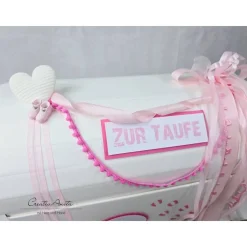 Geschenkbox Truhe Taufe Geburt Baby Rosa Erinnerungstruhe
