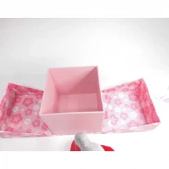 Geschenkbox Valentinstag Muttertag mit Plüschmaus auf Herz – Rosa Pop Up Box 10x10x10 cm