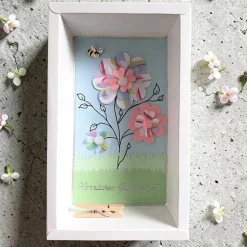 Geschenkbox Verpackung für Geldgeschenk – Blumenwiese mit Biene, Herzlichen Glückwunsch