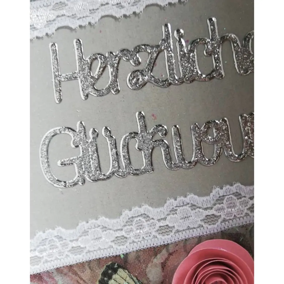 Geschenkbox Vintage – Verpackung für Geldgeschenk mit Papierrosen, Herzlichen Glückwunsch