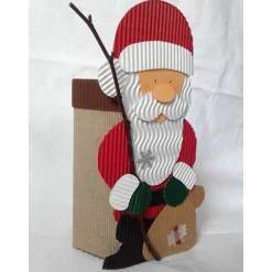 Geschenkbox Weihnachtsmann mit Stock und Sack, Nikolaustag, Weihnachtsgeschenk, Mitbringsel, Handarbeit aus Wellpappe