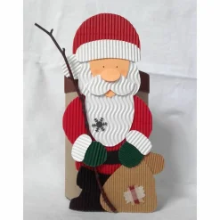 Geschenkbox Weihnachtsmann mit Stock und Sack, Nikolaustag, Weihnachtsgeschenk, Mitbringsel, Handarbeit aus Wellpappe