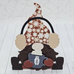 Geschenkbox "Wichtel & Schneemann" Rustikal | Handgemachte Verpackung mit abnehmbarem Anhänger | Winter-Deko