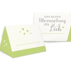 Geschenkbox zum Befüllen - Gastgeschenk - auch als Tischkarte nutzbar - hellgrün-weiß