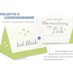Geschenkbox zum Befüllen - Gastgeschenk - auch als Tischkarte nutzbar - hellgrün-weiß