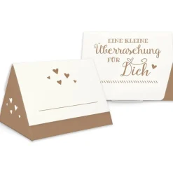 Geschenkbox zum Befüllen - Gastgeschenk - auch als Tischkarte nutzbar - braun-weiß