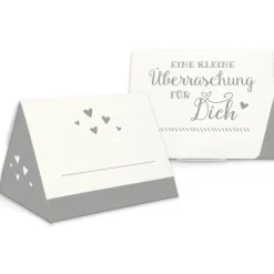 Geschenkbox zum Befüllen - Gastgeschenk - auch als Tischkarte nutzbar - grau-weiß