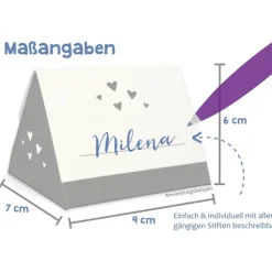 Geschenkbox zum Befüllen - Gastgeschenk - auch als Tischkarte nutzbar - grau-weiß