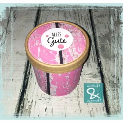 Geschenk/Dekobecher "Alle Gute", rosa
