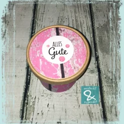 Geschenk/Dekobecher "Alle Gute", rosa