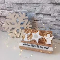 Geschenke Set Weihnachten – Handgemachtes Kerzenset mit Raysin-Deko & Kerzenhalter