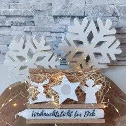 Geschenke Set Weihnachten – Handgemachtes Kerzenset mit Raysin-Deko & Kerzenhalter