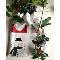 Geschenkebeutel Weihnachten Nr.4 aus Baumwolle Patchworkstoff mit weihnachtlichen Motiven, 20x30cm, wiederverwendbar